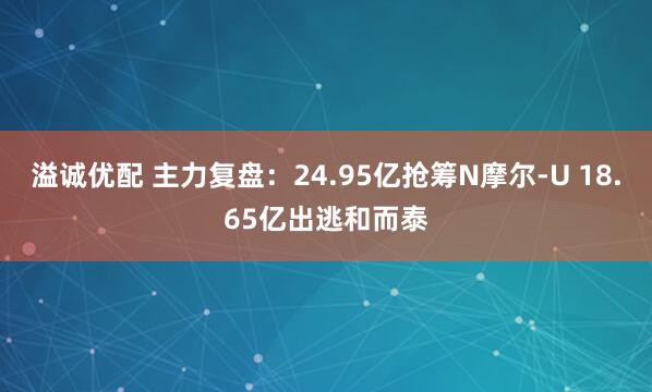 溢诚优配 主力复盘：24.95亿抢筹N摩尔-U 18.65亿出逃和而泰