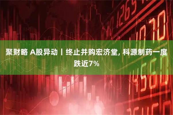 聚财略 A股异动丨终止并购宏济堂, 科源制药一度跌近7%
